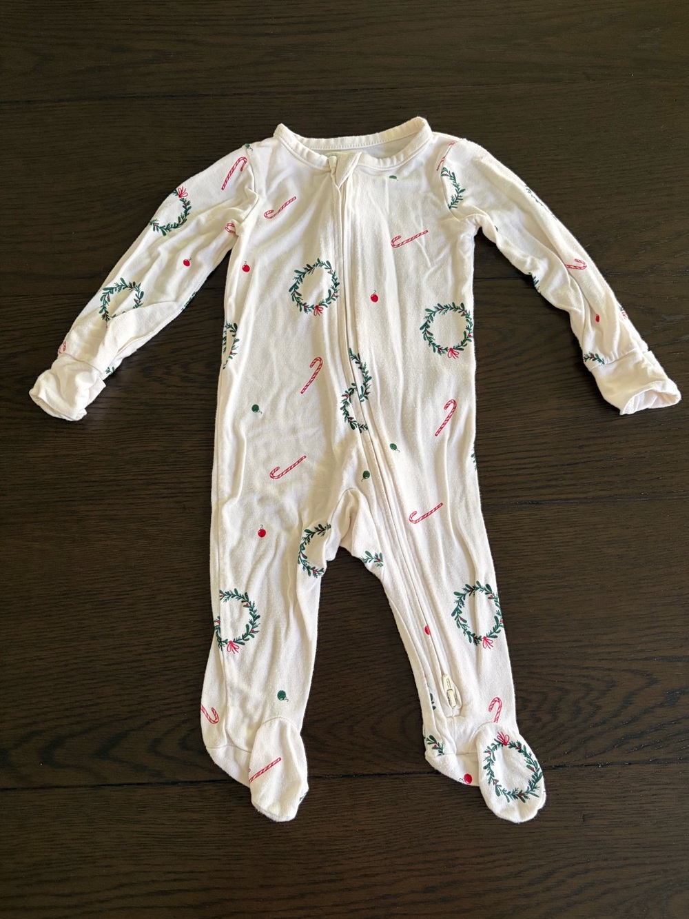 Carter's Purely Soft Wreath & Red Candy Canes Footie (3M)